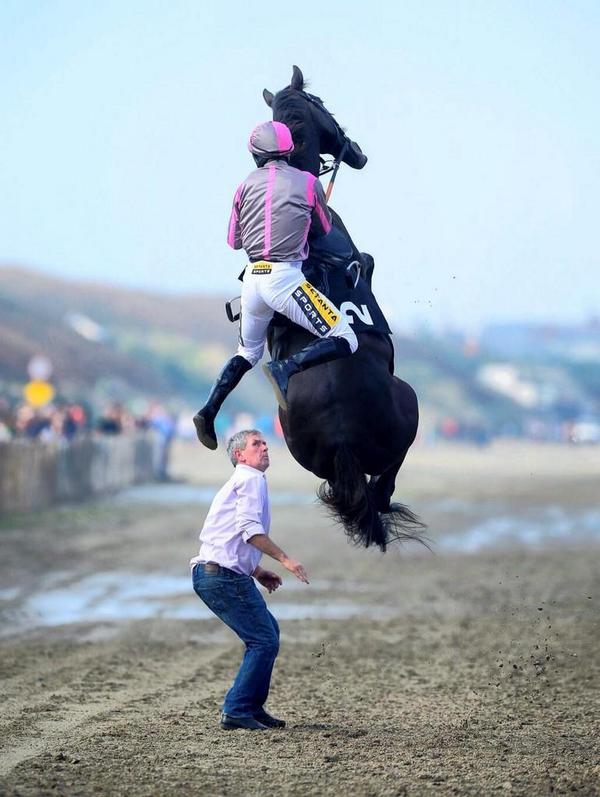 Rider bonding with their spooky horse