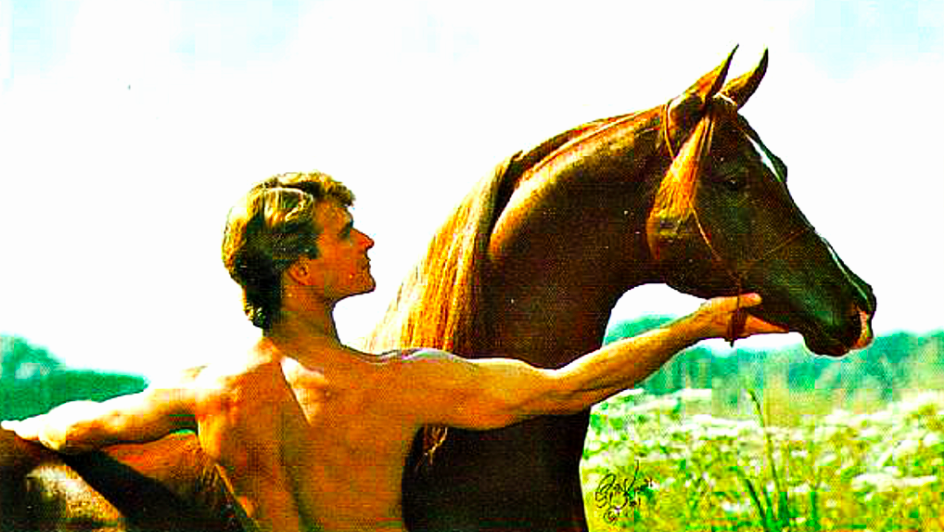 Patrick Swayze presenting horse