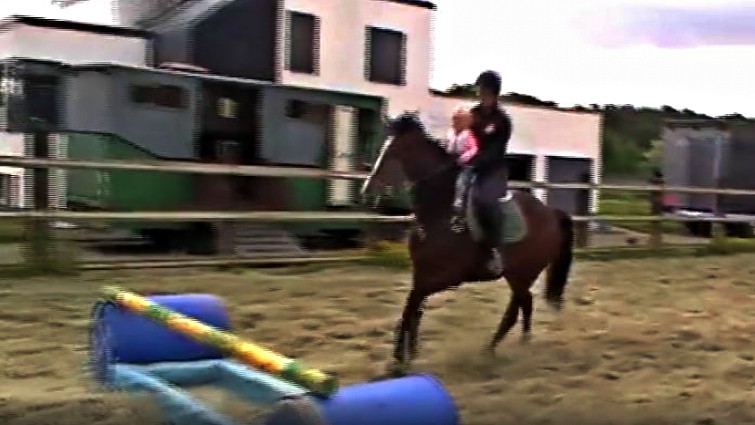 Mother and daughter after successful jump