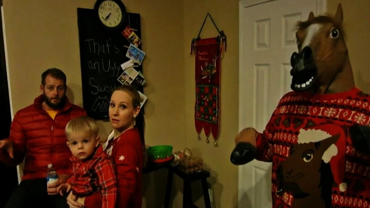 Family gathered for reveal