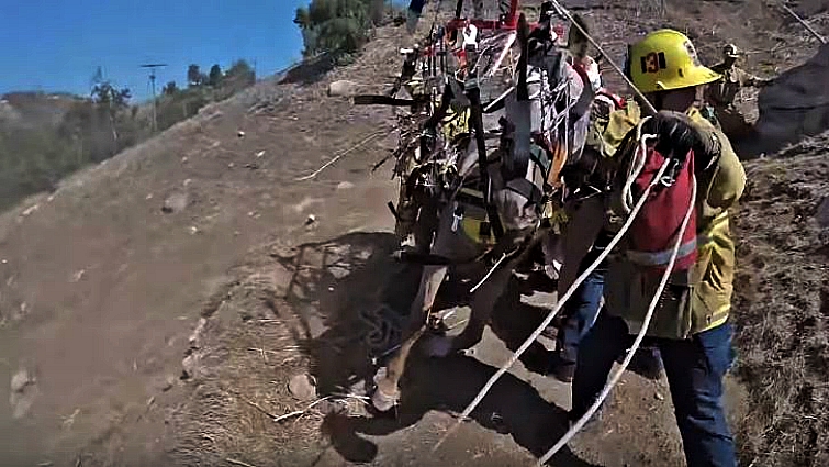Rescue team preparing equipment