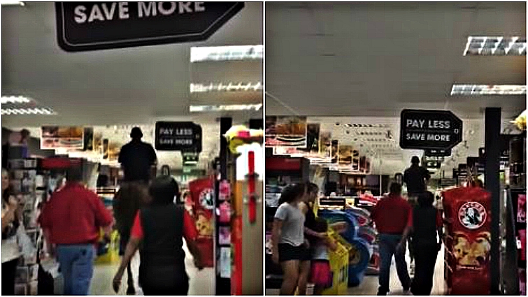 Shopper's reaction to horse in store