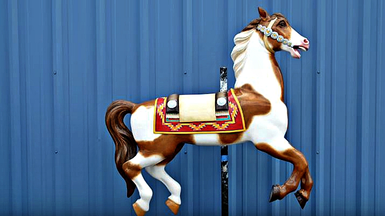 Wooden carousel horses