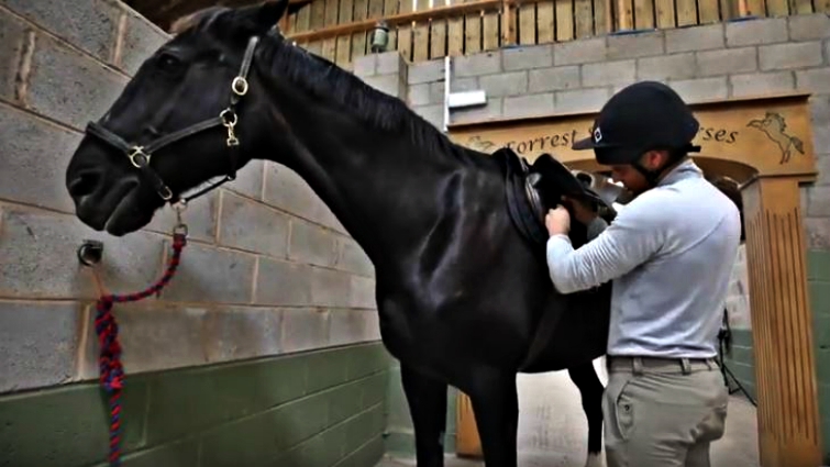 Ezphia Rennock with Agricola the military horse
