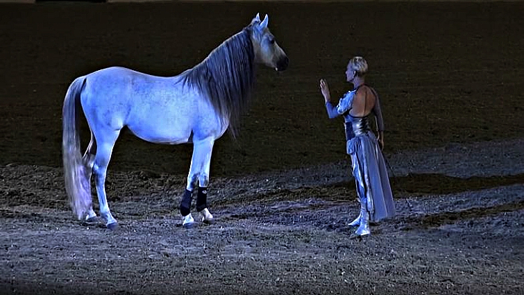 Sylvia Zerbini with Arabian horses