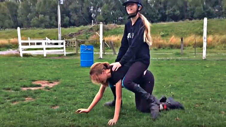 Humans acting like horses